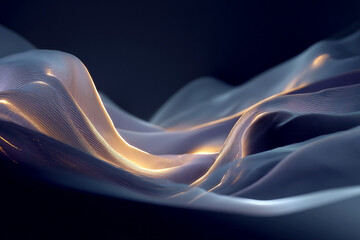 Abstract Blue Wave Flowing Through Darkness