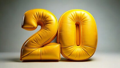 Yellow Twenty Percent balloon in white background