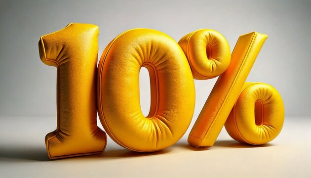 Yellow Ten Percent balloon in white background