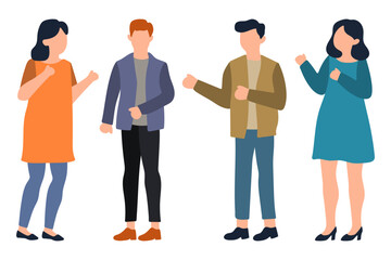 Obraz premium Four People Talking and Standing Illustration