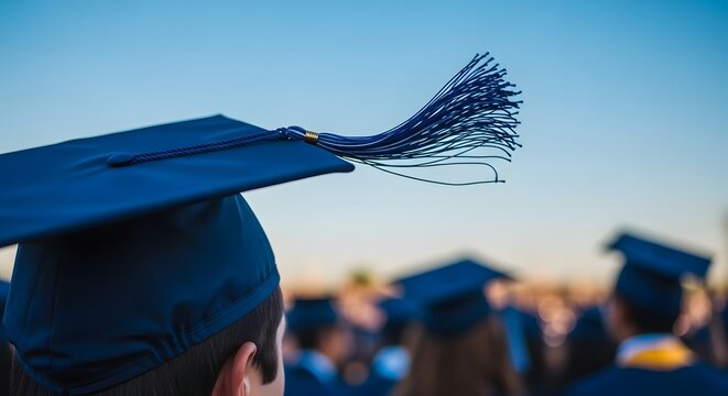 Close-up of graduation cap symbolizing academic success and achievement