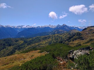 Layered Mountain Panorama: Endless Peaks View from Panoramaweg Wagrain-Kleinarl