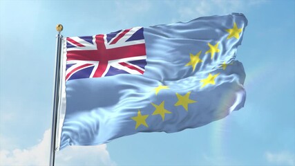 4K Tuvalu flag waving in the wind - realistic Tuvalu flag animation in high resolution, perfect for Tuvalu national day, independence, travel and patriotic video projects