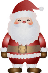 Illustration of Cute Santa Clause Cartoon Christmas Watercolor Hand Drawn Style