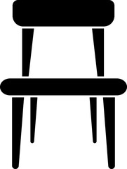 A simple rounded, solid black chair illustration, showcasing a minimalist design with four legs and a backrest.