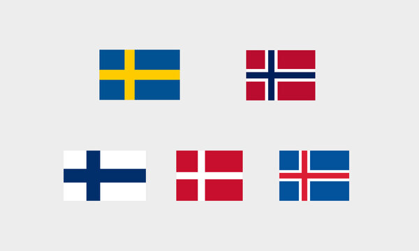 Nordische Flaggen &ndash; Schweden Norwegen Finnland D&auml;nemark Island