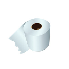 Single roll of white and clean toilet or lavatory paper icon, 3d realistic vector mockup illustration isolated on background. Hygienic paper template for brand design.