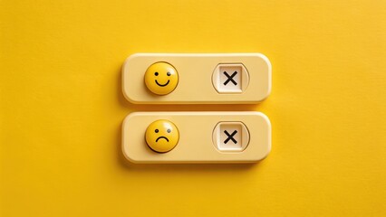 Yellow buttons with smiley faces representing emotions