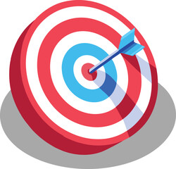 Isometric Target with Arrow Vector Illustration - Business Goal Achievement Precision Aim Marketing Success Focus Strategy Target Board with Dart Professional High Quality Stock Content for 