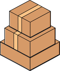 Stacked Cardboard Boxes Vector Illustration - Delivery Packages Moving Boxes Shipping Containers Storage Boxes Postal Service E-Commerce Commerce Business
