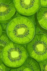 Fototapeta premium Green Kiwi Slices Arranged in an Appealing Pattern for a Fresh Look