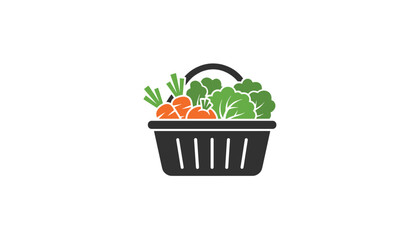 Fresh carrots and leafy greens overflowing from a modern shopping basket, symbolizing healthy eating and grocery shopping
