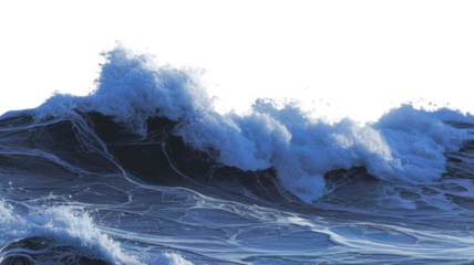 Powerful wave crashing with foamy spray, illustrating ocean energy and marine power dynamically