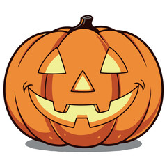Cartoonish Orange Halloween Pumpkin with Glowing Face