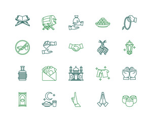 Ramadan icon set. The month of Ramadan. Vector Icons. Line icons