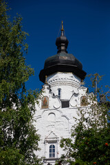 Beautiful domes of ancient churches in Kazan. Sunny summer day. Beautiful church architecture.	
