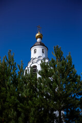 Beautiful domes of ancient churches in Kazan. Sunny summer day. Beautiful church architecture.	
