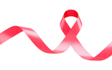Elegant pink ribbon symbolizing breast cancer awareness, hope, and strength, promoting health advocacy