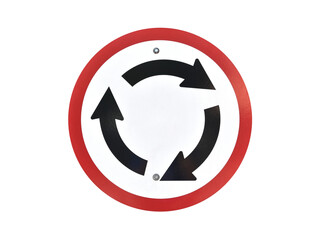 roundabout or circular intersection traffic sign isolated on transparent © andy0man