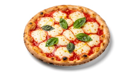 Classic Margherita Pizza with Fresh Mozzarella and Basil, Italy at noon