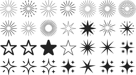 A versatile vector collection of starburst, sparkle, and star icons