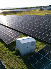 Aerial view of solar power station with energy storage © scharfsinn86