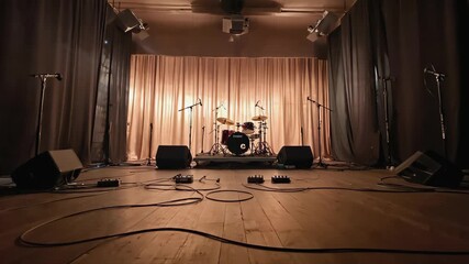 Empty stage of a small unplugged live music concert