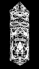 Black and white shield carving from the Dayak Taman tribe in West Kalimantan, Indonesia