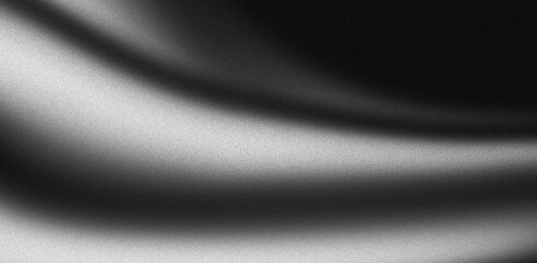 Abstract grainy noise gradient background in black and white with glowing smooth design and texture