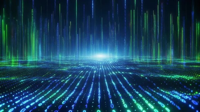 Abstract Binary Code Data Stream Digital Technology Background
