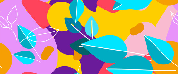 Bold Leaf Pattern. Tropical Leaf. Modern Motif. Jungle Print. Foliage Summer Seamless Pattern. Trending Vector Background. Artistic Botanical Surface. Abstract Plant. Bright Fashion. Contrast Drawing.