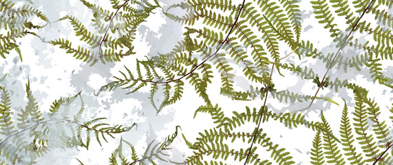 Magical forest, petal flower. Spring leaves, flowers. Floral seamless pattern. Soft watercolor background. Vector illustration. Vintage Template for textile, wallpaper.