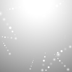 Silver Bokeh Christmas Background. Snow Flakes on Light Grey. Blurred Vector Design. Holiday Winter Backdrop With Glow and Overlay Effect. Season Bling Christmas Decoration.