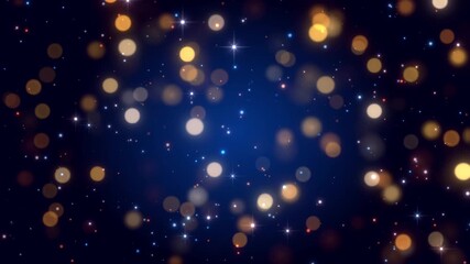 christmas blue gold colored bokeh particles background - Powered by Adobe