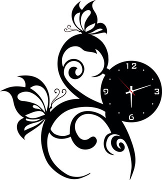 Lasercutting Butterfly Wall clock For wall Decore