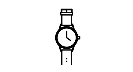 a classic wristwatch design with minimalist black and white illustration