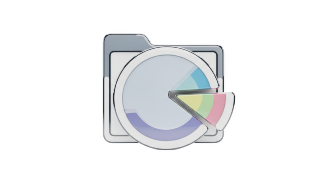 Folder icon with a pie chart graphic data