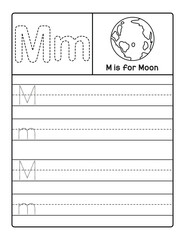 Cute Moon Alphabet Worksheet | M is for Moon Learning Page
