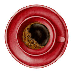 Watercolor coffee cup. Espresso. Illustrations for coffee shops, cafes, packaging, menus, and product design.