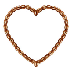 Obraz premium Watercolor illustration of a heart made of roasted coffee beans. Love for coffee. Heart. Illustrations for coffee shops, cafes, packaging, menus, and product design.