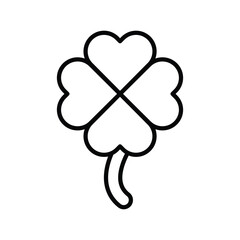 A black and white outline of a fourleaf clover