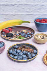 A perfect balance of healthy and delicious: wheat cereal, fresh blueberries, and a touch of honey...