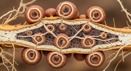 Frankia bacteria forming nodules on alder roots