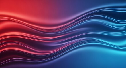 Abstract Dynamic Wavy Lines Background with Red and Blue Gradient Neon Light Streaks