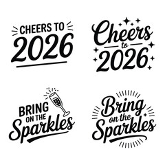 Fototapeta premium Happy new year 2026 celebration typography with sparkles