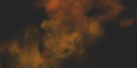 Fototapeta premium Brown texture. Orange powder explosion on black background. grunge and grainy abstract Flying through stormy brown clouds .