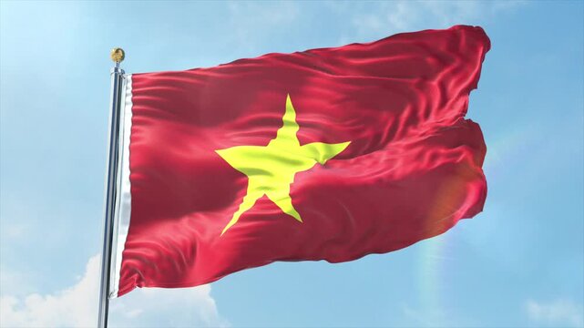 4K Vietnam flag waving in the wind - realistic Vietnam flag animation in high resolution, perfect for Vietnam national day, independence, travel and patriotic video projects