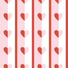 Vertical Stripe Pink and Red Heart Seamless Pattern