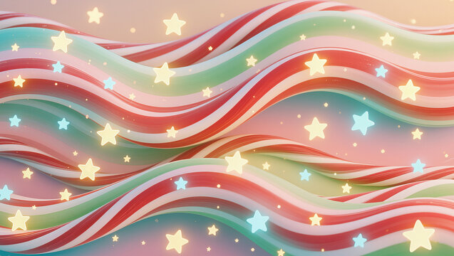 Artistic Striped Candy Cane with Star Abstract Background Illustration - Powered by Adobe