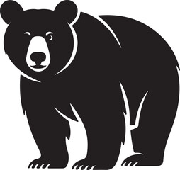 Black Bear Silhouette: A bold illustration of a majestic black bear standing tall, a symbol of strength and wilderness, perfect for representing the essence of wildlife.